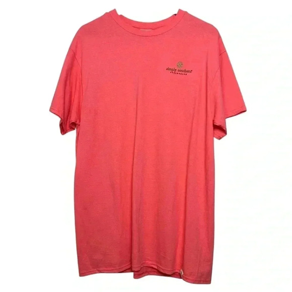 Simply Southern Shirt Womens Size Large Coral Happy Camper Graphic Casual Preppy - Picture 1 of 9